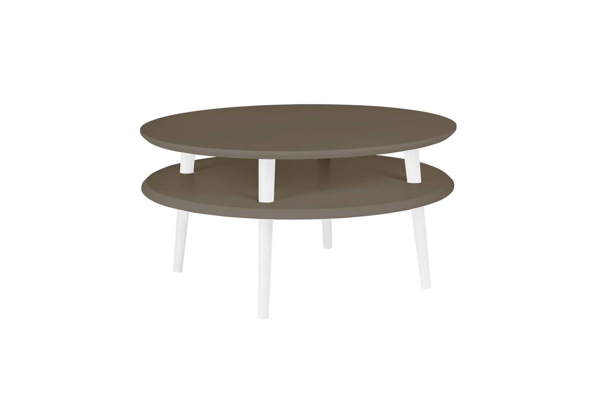 UFO Sofabord Diam 70cm x Højde 35cm Brun Hvide Ben