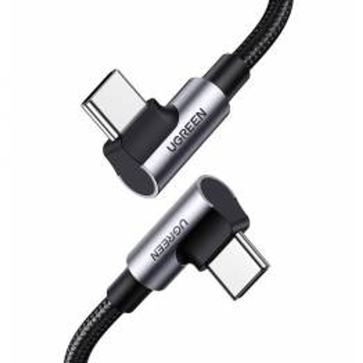 Ugreen USB-C opladningskabel med vinkel 1m - 100W PD - sort vævet