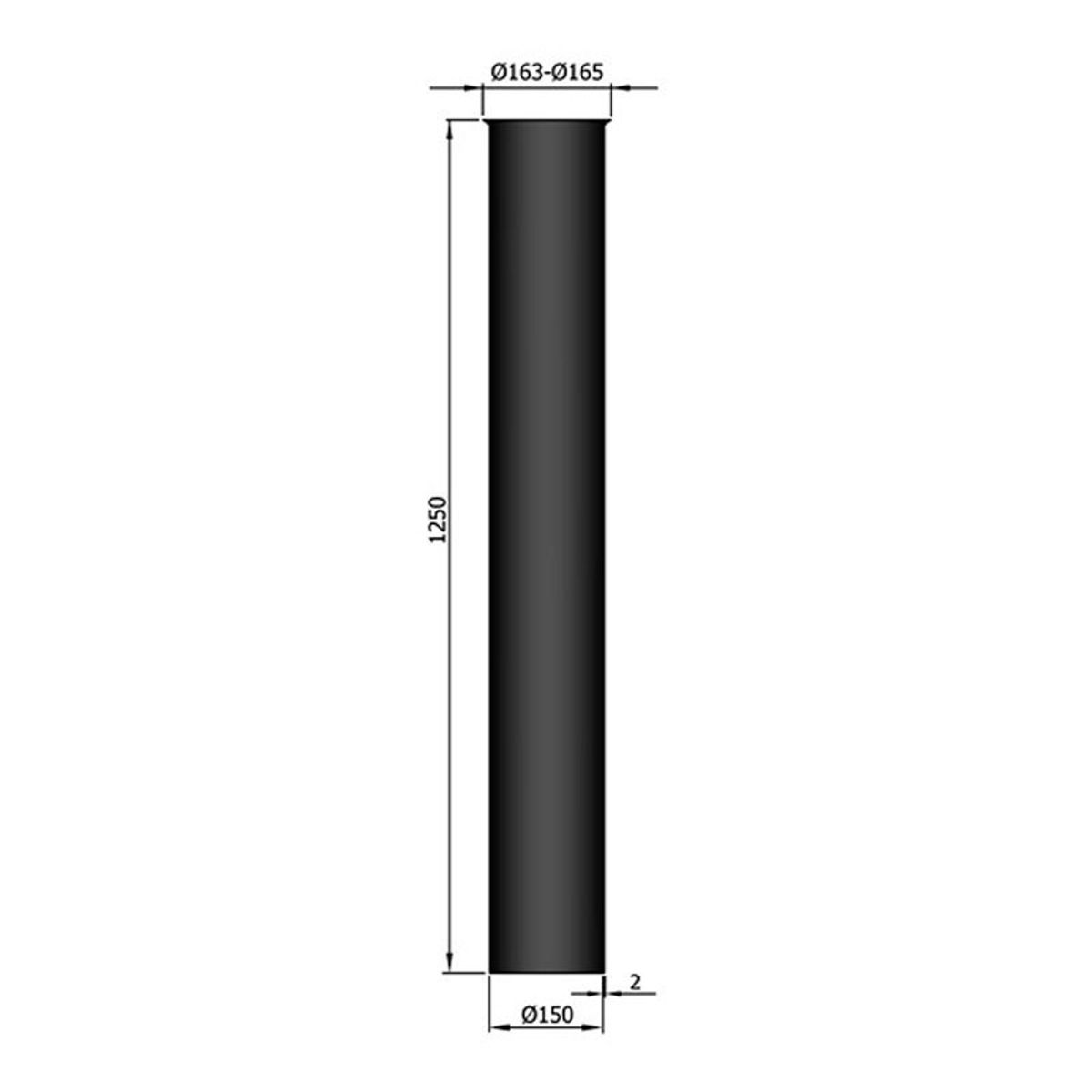 Uisoleret Startrør Ø150 1000-2000 mm - 1250 mm