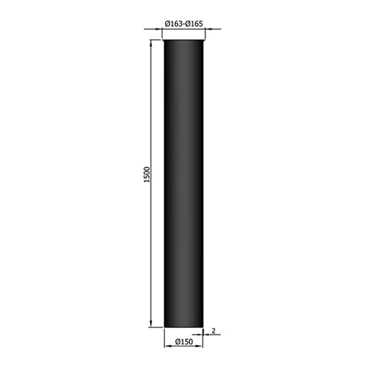 Uisoleret Startrør Ø150 1000-2000 mm - 1500 mm