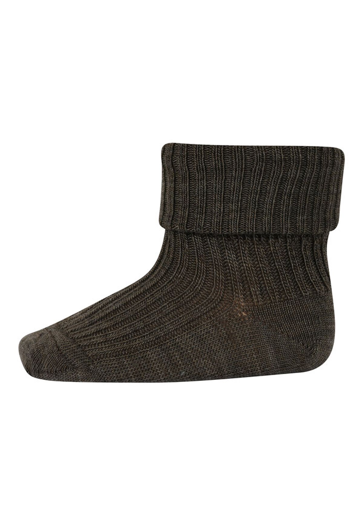 Uld Ankelstrømpe Rib - Brown Melange - 17/18