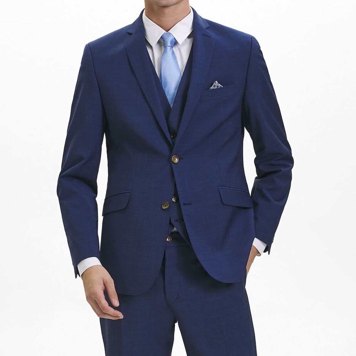 Uldblazer i Modern Fit - Medium Blue