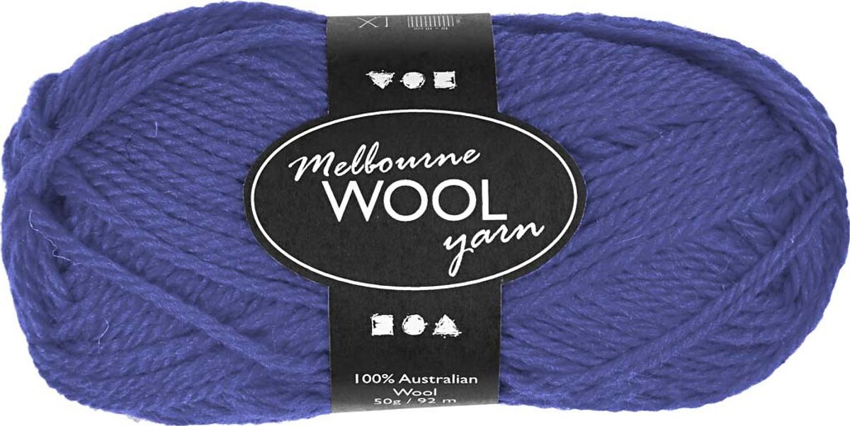 Uldgarn - Melbourne Wool - L 92 M - Blå - 50 G