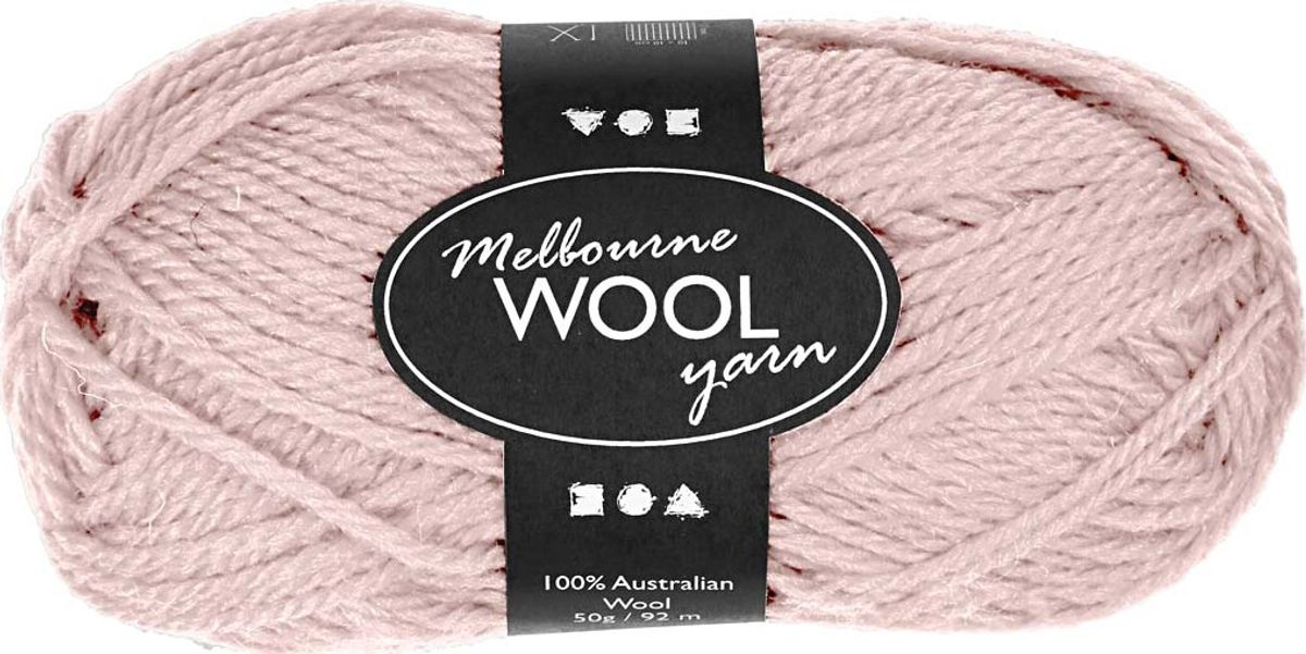 Uldgarn - Melbourne Wool - L 92 M - Lyserød - 50 G