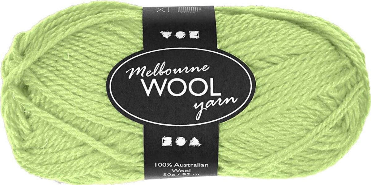 Uldgarn - Melbourne Wool - L 92 M - Neon Grøn - 50 G