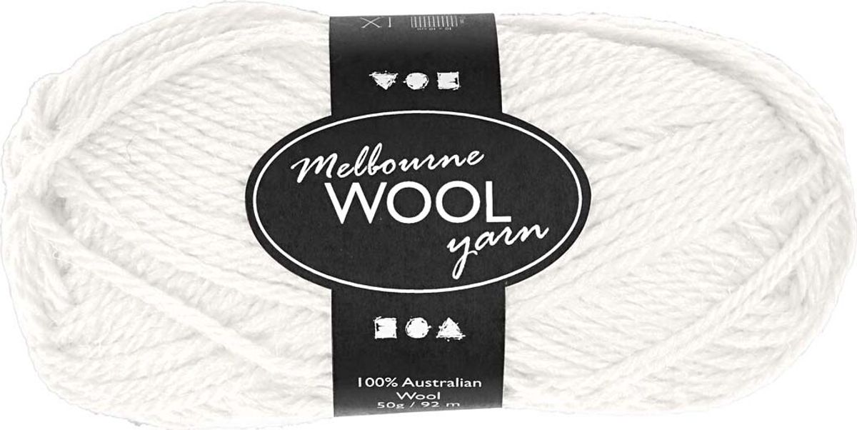 Uldgarn - Melbourne Wool - L 92 M - Råhvid - 50 G