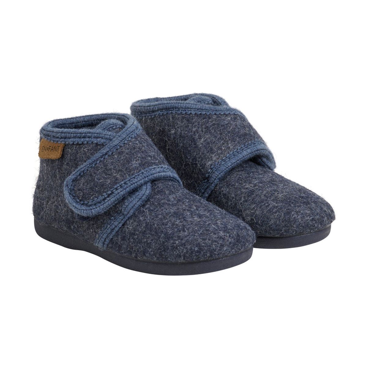 Uldhjemmesko velcro - Navy Melange - 24