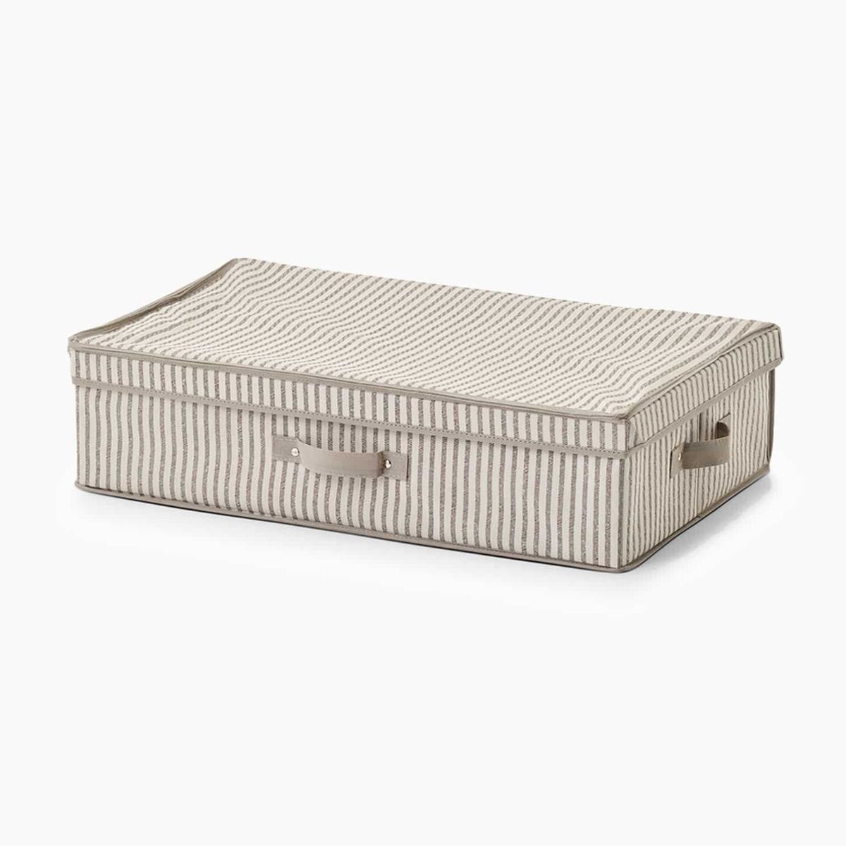 Ulrikke - Stofkasse med låg - Beige - 61,5cm x 38cm x 16,5cm