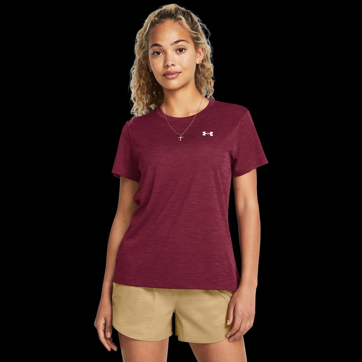 Under Armour Kvinder - Tech Textured Shortsleeve - Cardinal Red L