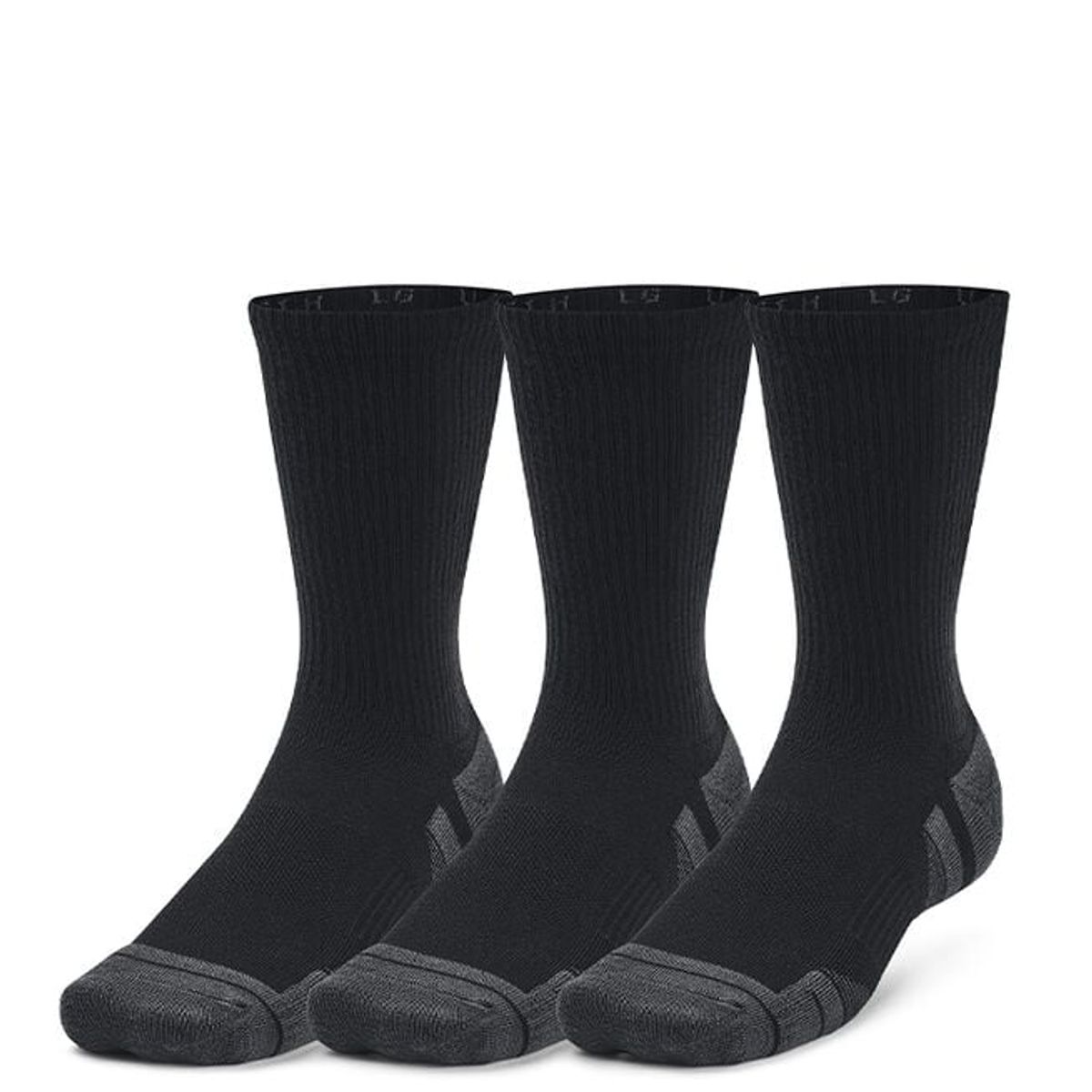 Under Armour Performance - Tech 3 Pack Crew Socks - Black XL