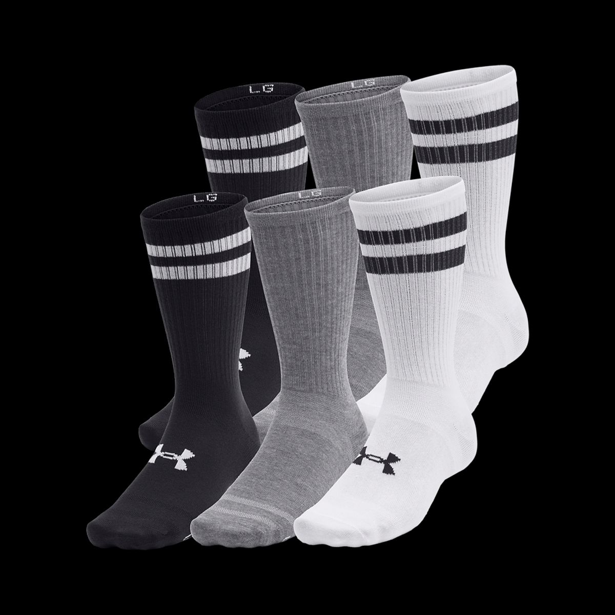 Under Armour Sokker - Essentials 6-Pack Crew Socks - White / Black XL