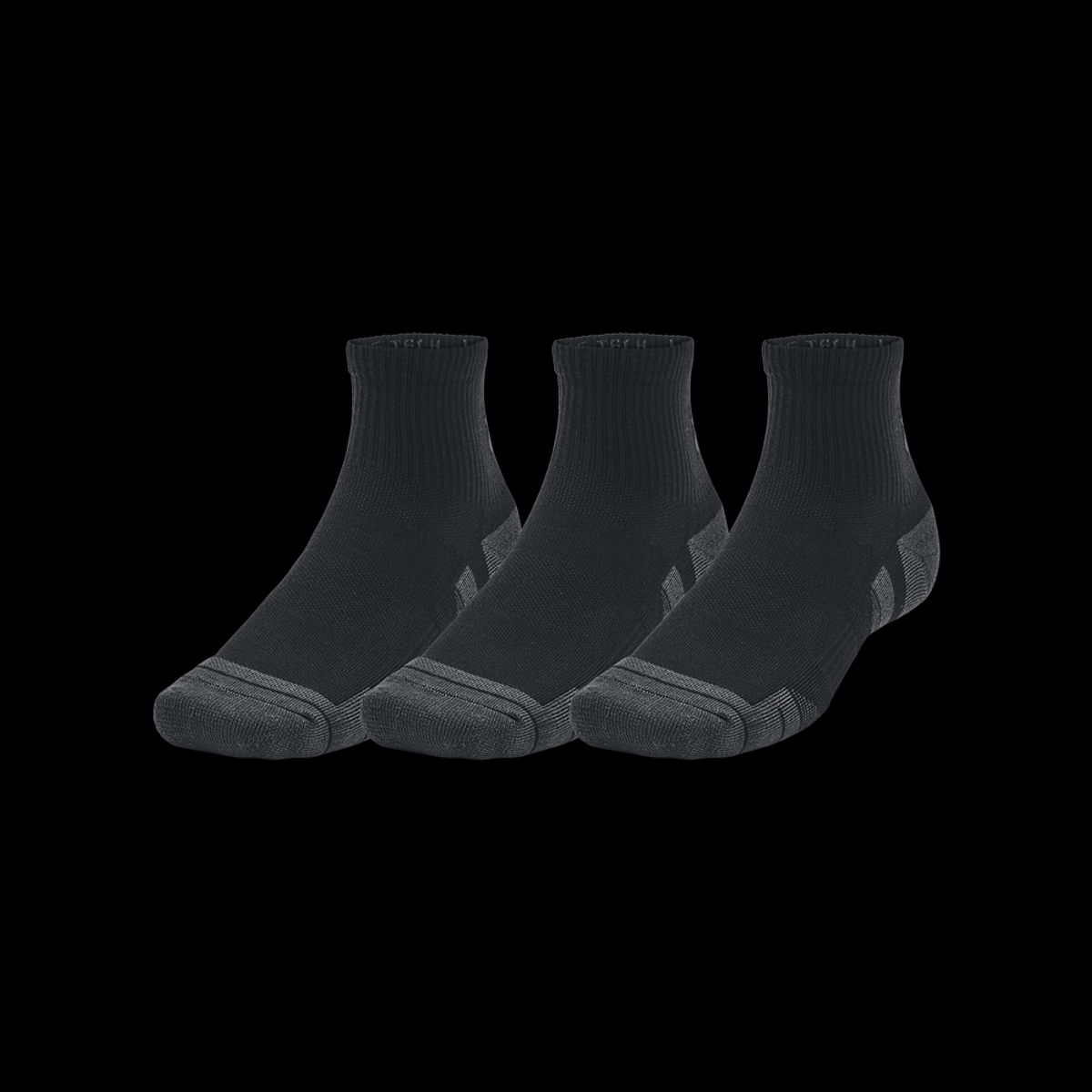 Under Armour Sokker - Performance Tech 3-Pack Quarter Socks - Black / Jet Gray L