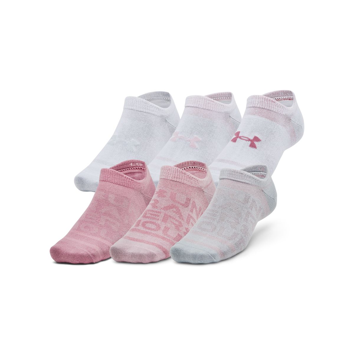 Under Armour Unisex Essential No show socks - 6 pack - Pink Elixir S