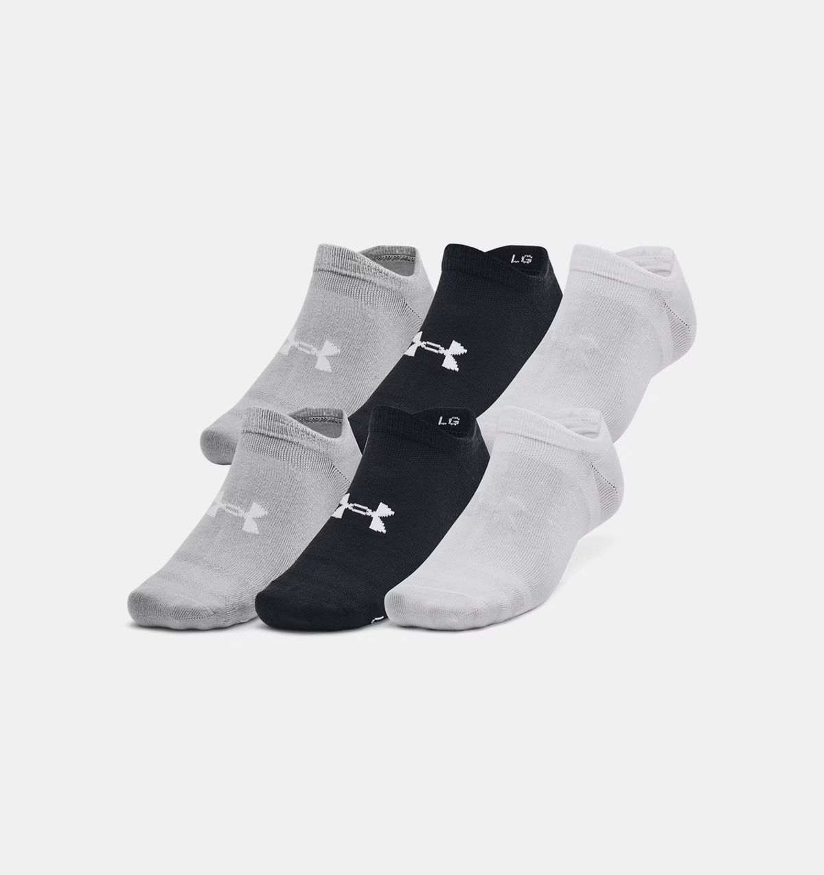 Under Armour Unisex Essential No show socks - 6 pack - Tricolour S