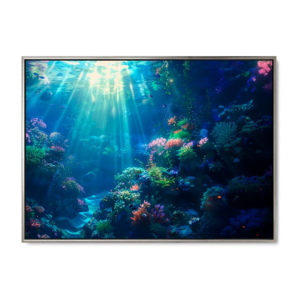 Underwater serenity - 70x100 cm. - Sølv ramme