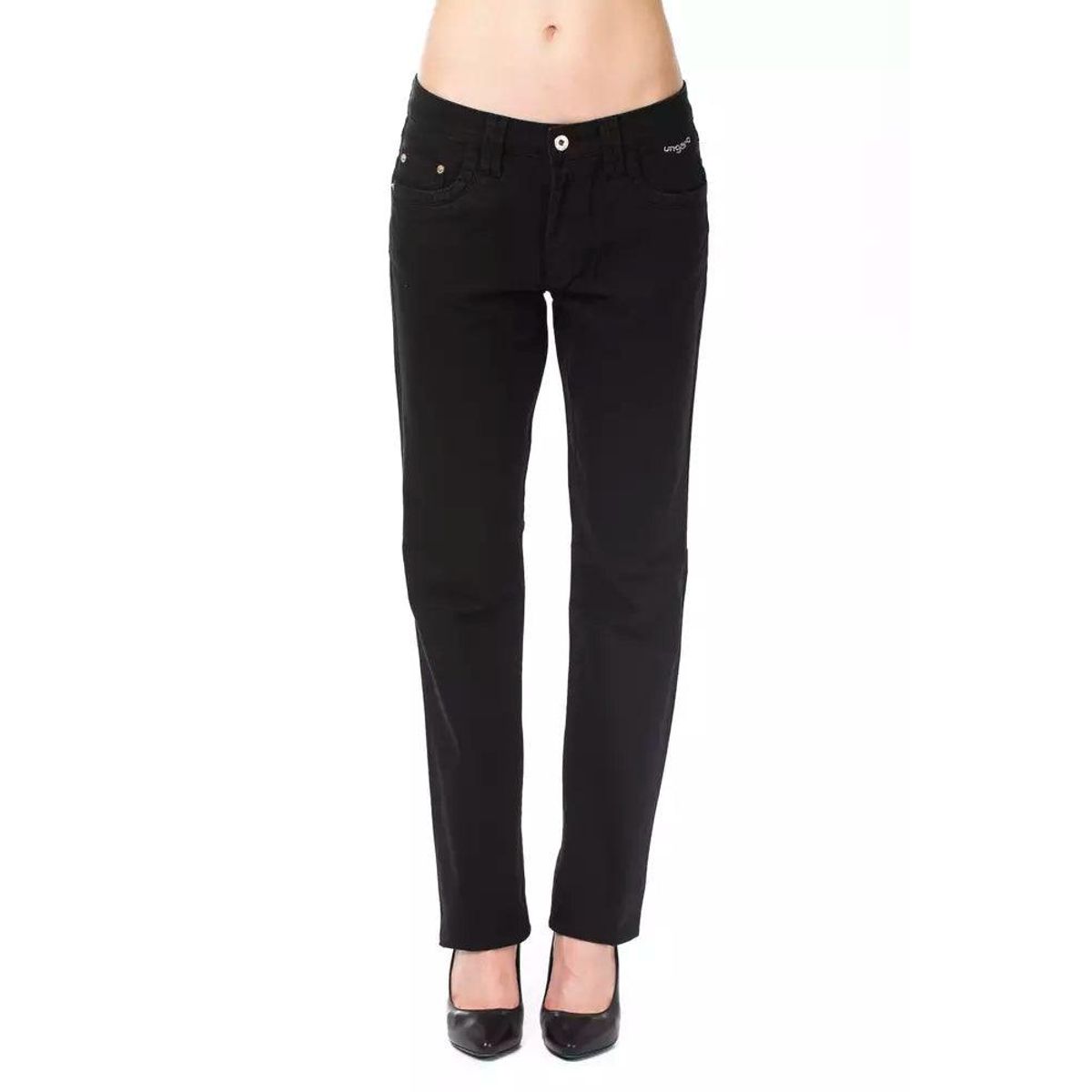 Ungaro Fever Elegant Black Cotton Blend Pants