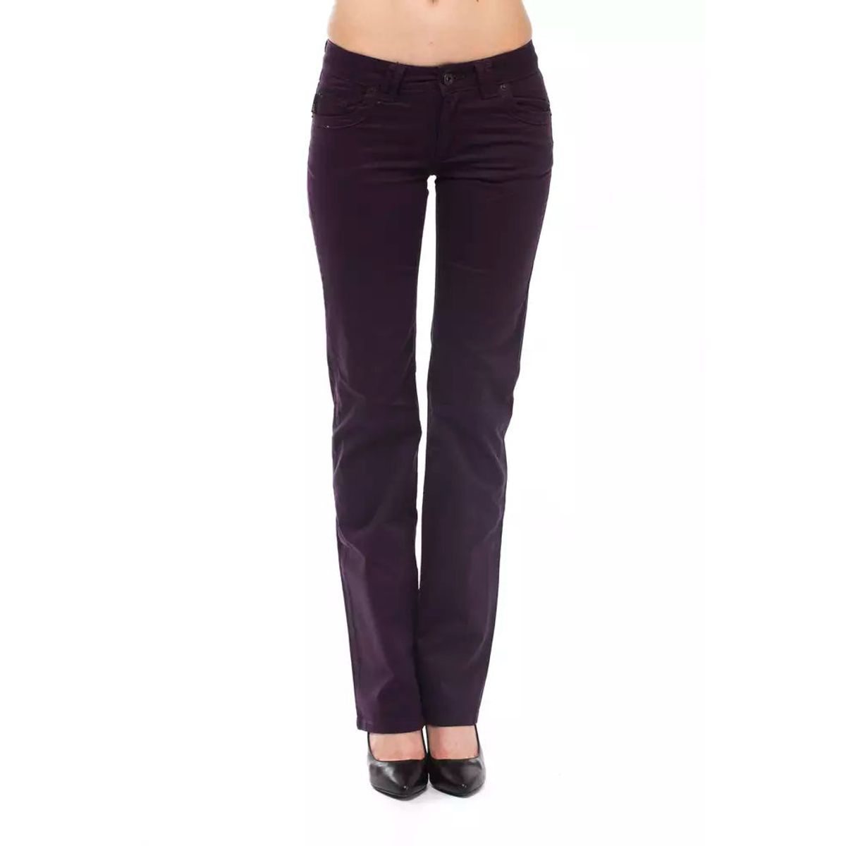 Ungaro Fever Elegant Purple Slim Pants with Chic Detailing