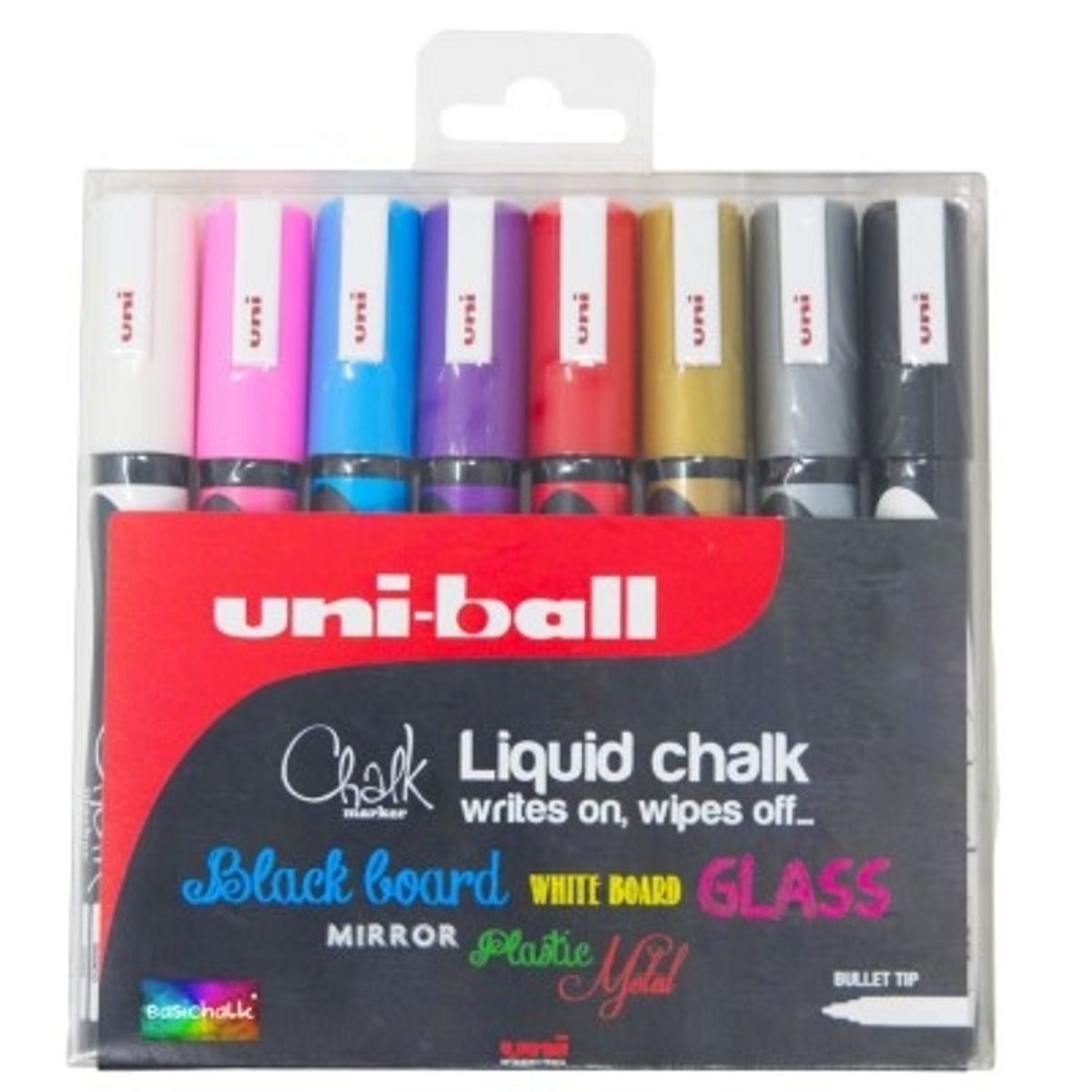 Uni Liquid ChalkMarker Sæt 8 stk Writes on, Wipes off...