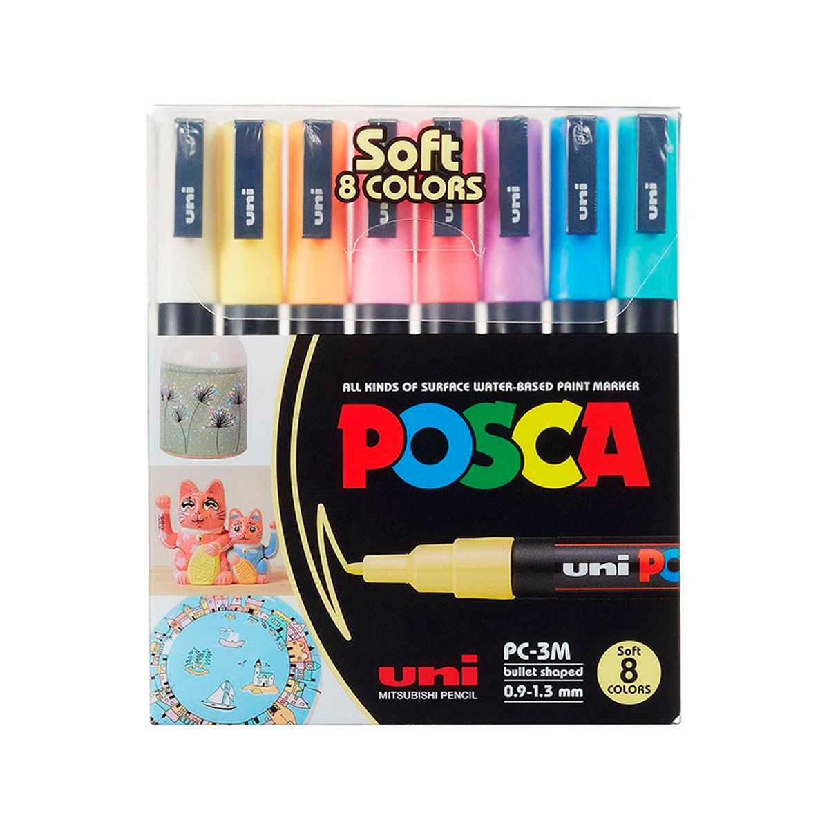 Uni Posca 8 stk. / PC3MX8 / soft farver ...