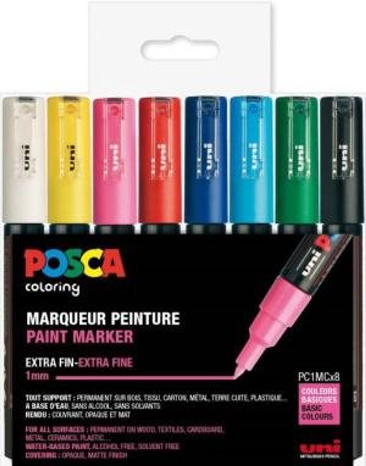 Uni Posca Tuscher/Tusser PC1MC 8 STK Paint Marker Ass. Farver 0,7 - 1 mm - 401633