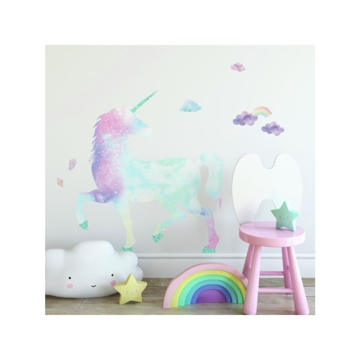 Unicorn Galaxy Giant Wallsticker Med Glitter