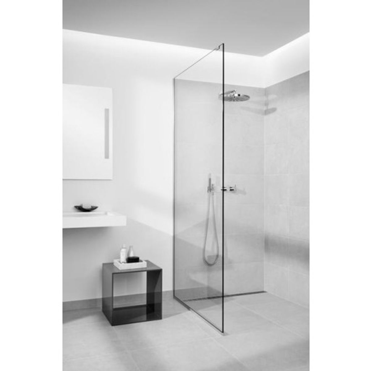 Unidrain Glassline brusevæg, 90 cm, klart glas