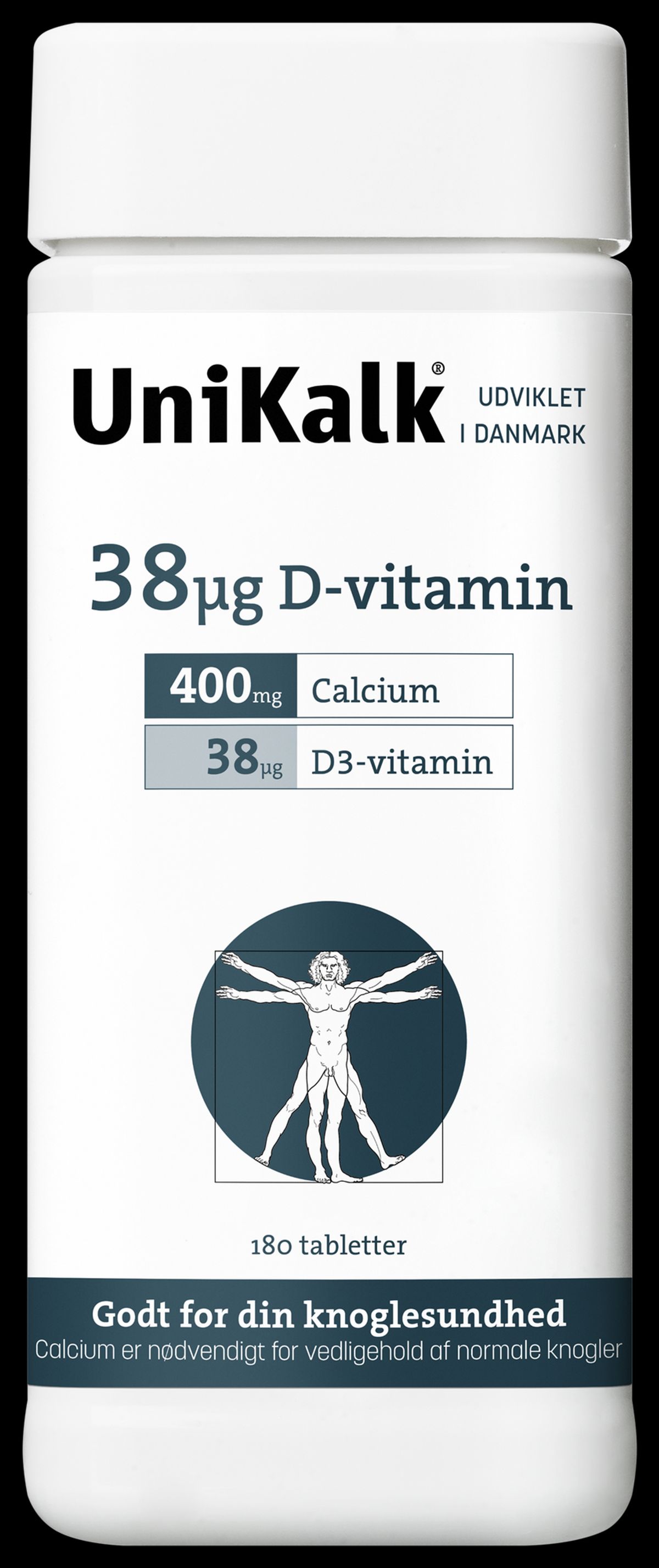 Unikalk Calcium 38 µg D-vitamin - 180 tabl.