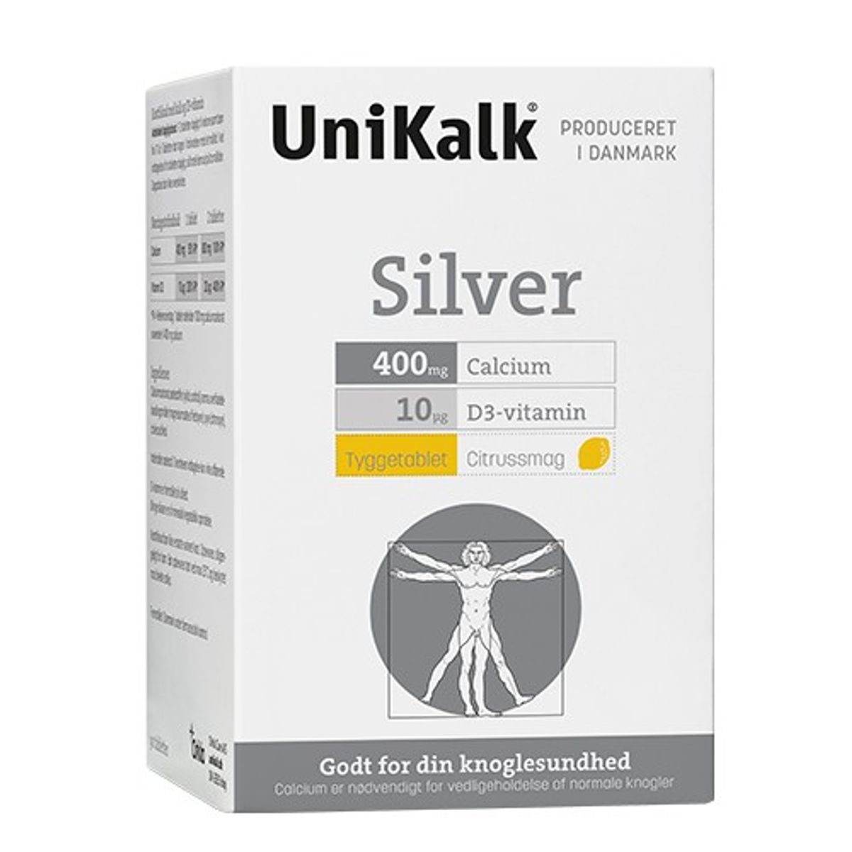 Unikalk Silver tyggetabl. m/ ekstra D - 90 tab - Unikalk