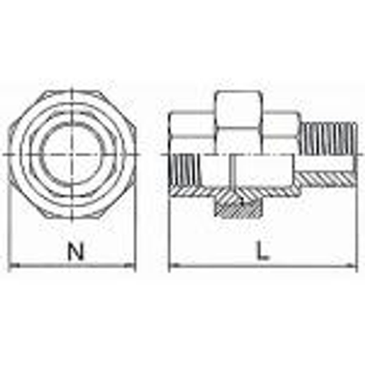 Union 1.1/4'' muffe/nippel. Maskinbearbejdet. Rustfri AISI 316