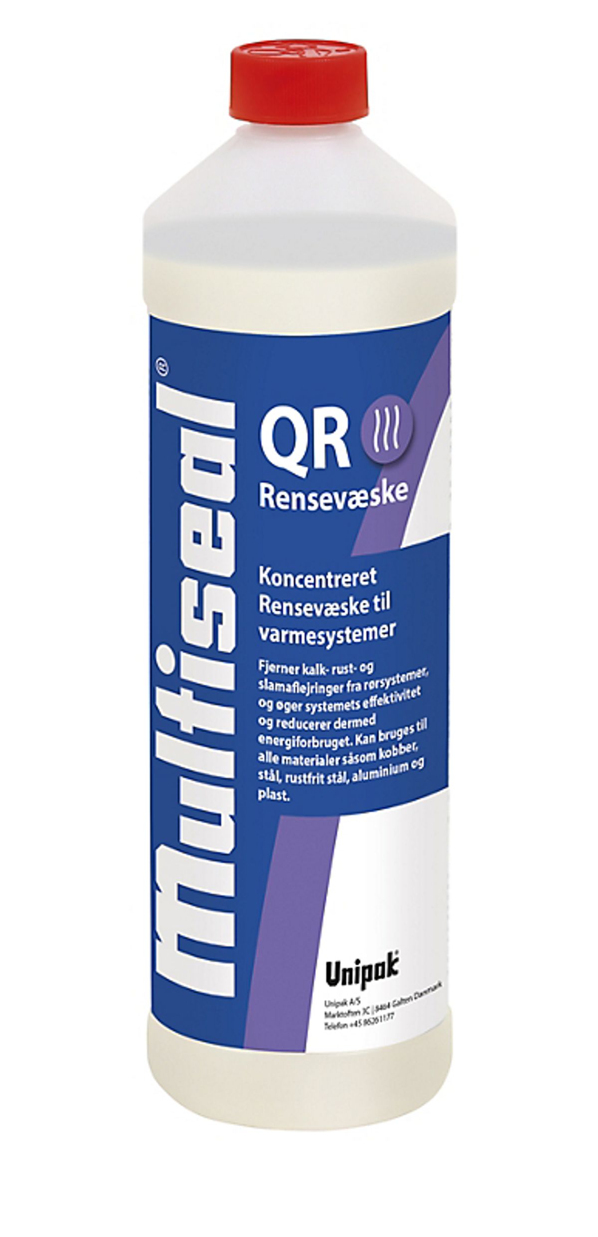 Unipak Multiseal QR Rensevæske 1 ltr. Fjerner kalk-, rust- og slamaflejringer fra rørsystemer