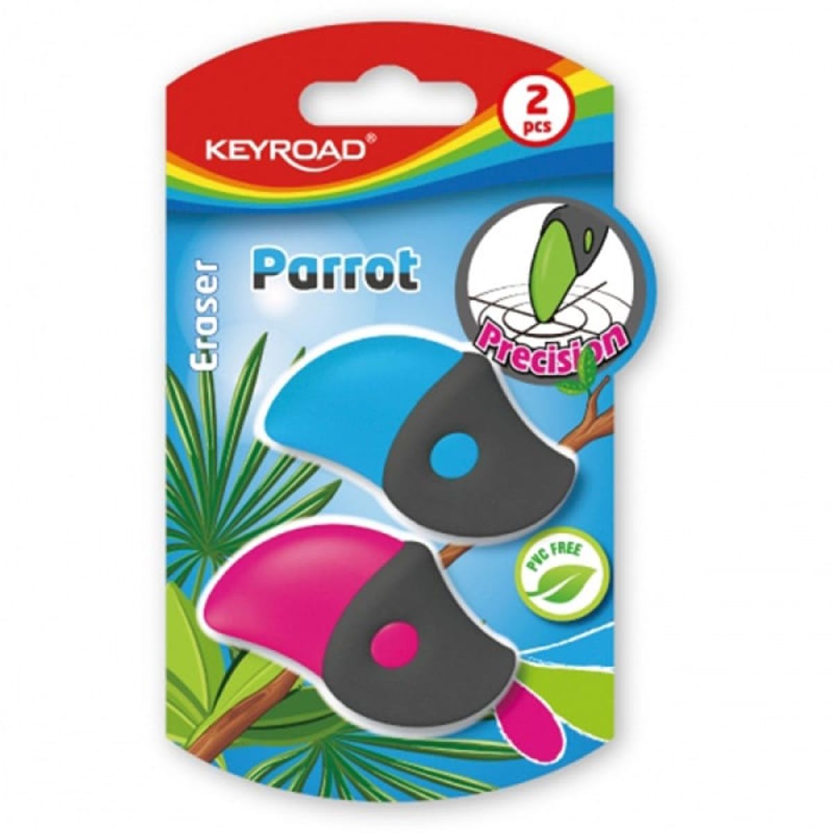 Universal viskelæder KEYROAD Parrot, 2 stk., blisterpakke, farvemix 1 PA