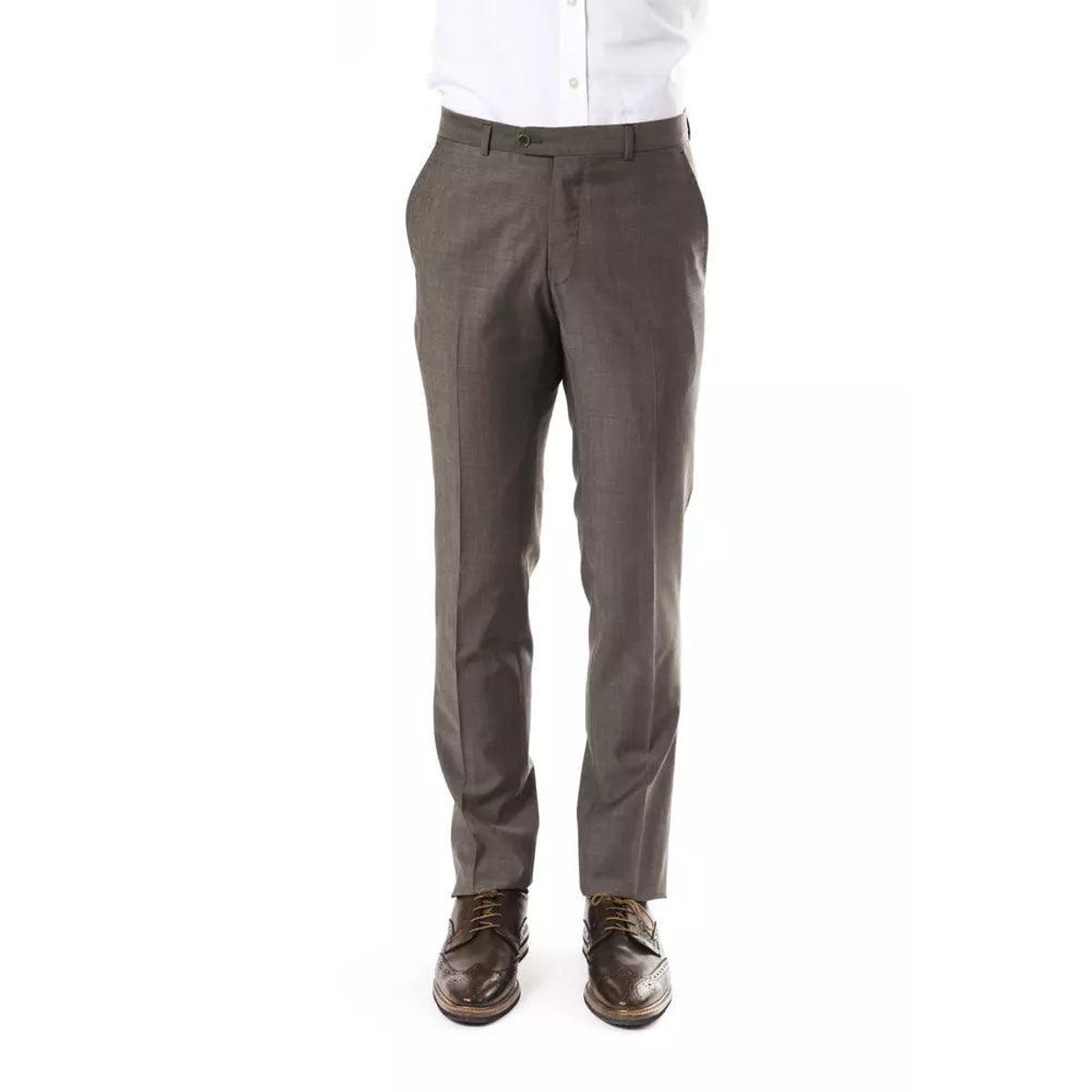 Uominitaliani Elegant Gray Woolen Suit Pants