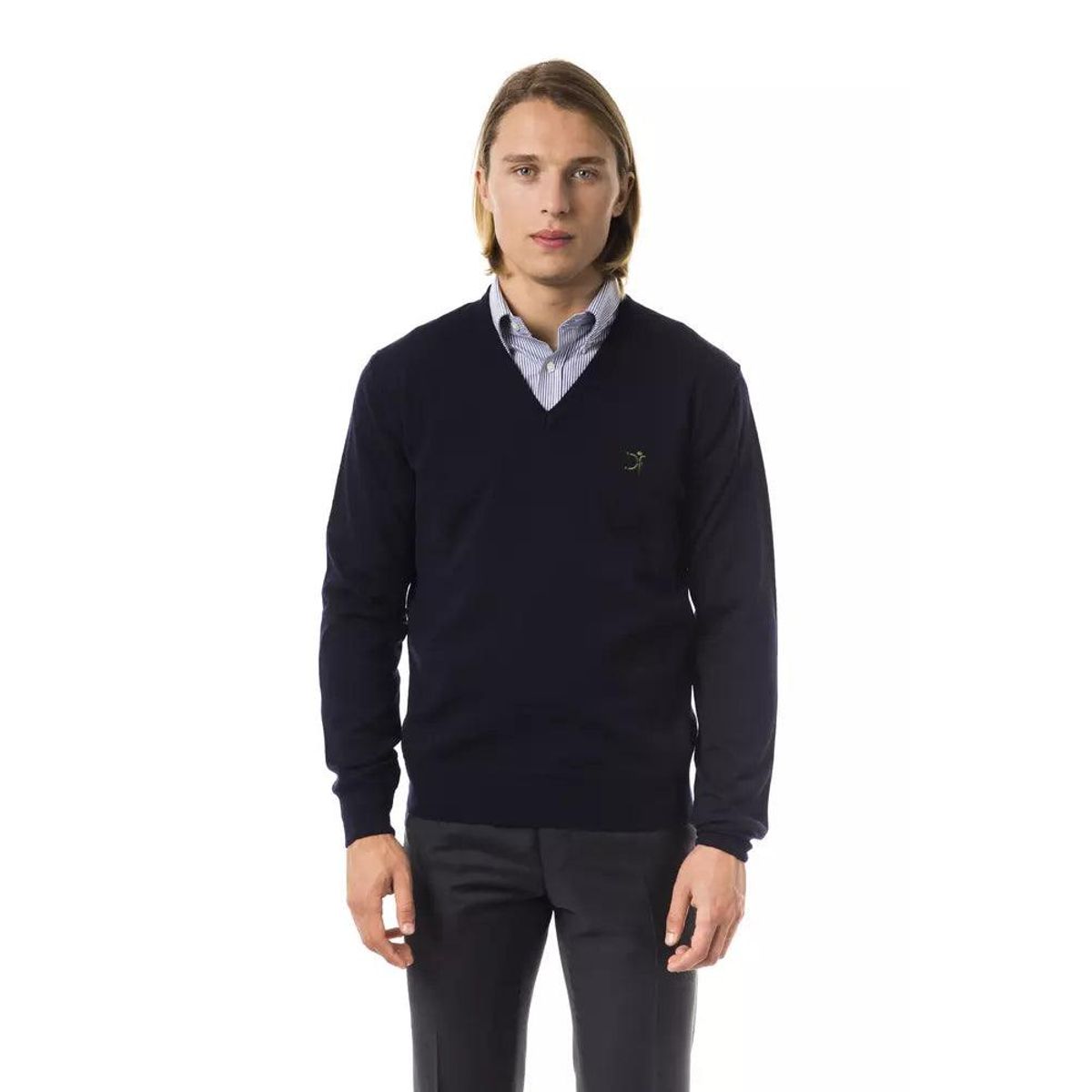 Uominitaliani Elegant V-Neck Merino Wool Sweater