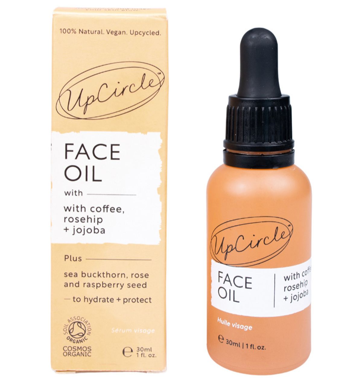 UpCircle Face Oil w/Coffee, Rosehip Oil + Jojoba Oil, 30ml.