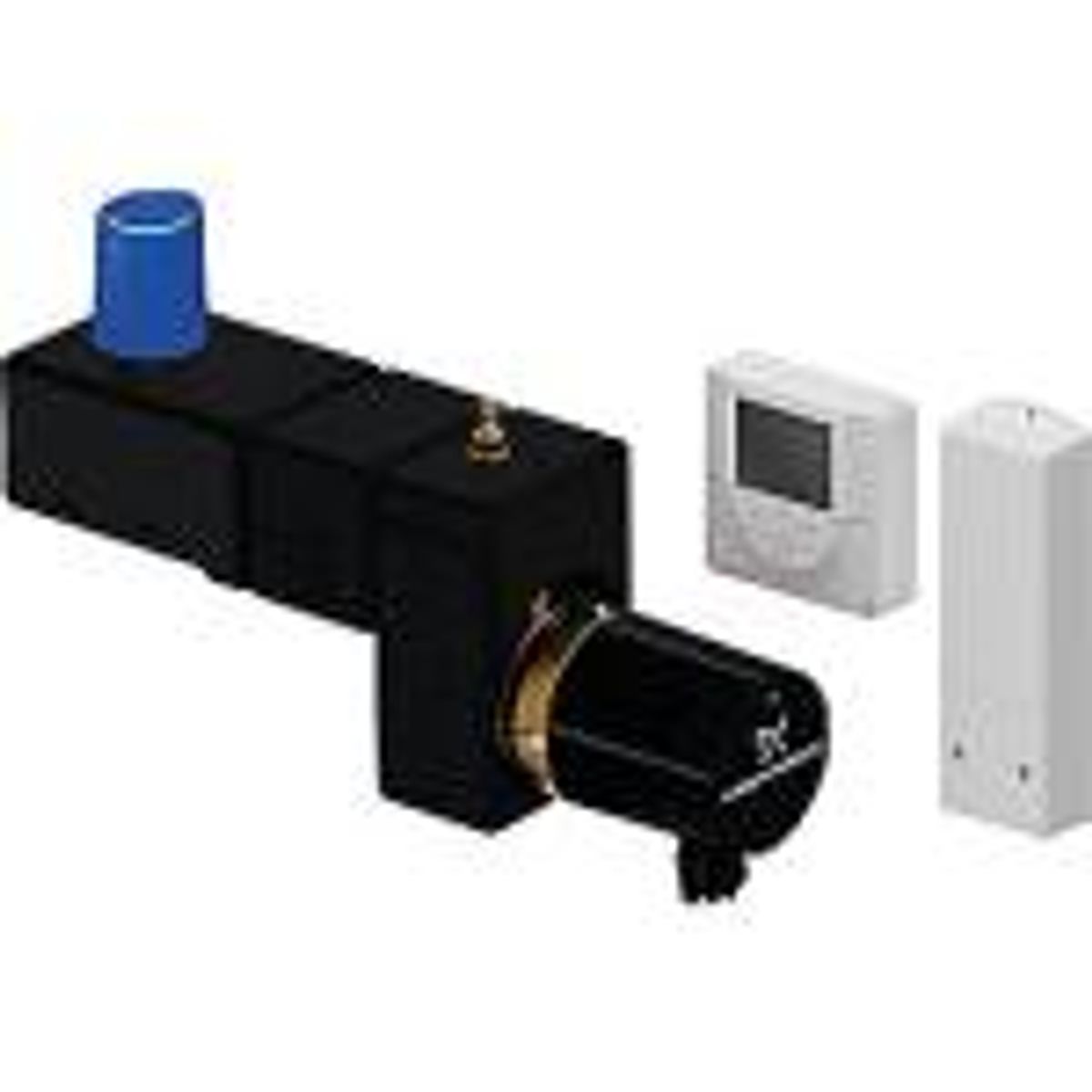 Uponor Fluvia minishunt T PUSH 12 WL-X med tråløs termostat og telestat.Komplet inklusiv isolering, med 3/4" eurokonus gevind