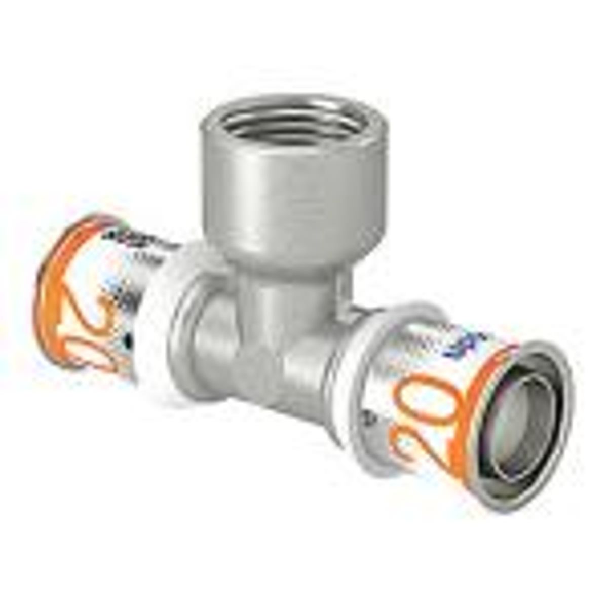 Uponor S-Press PLUS t-stykke med muffe på afgrening 20 x 1/2 x 20 mm