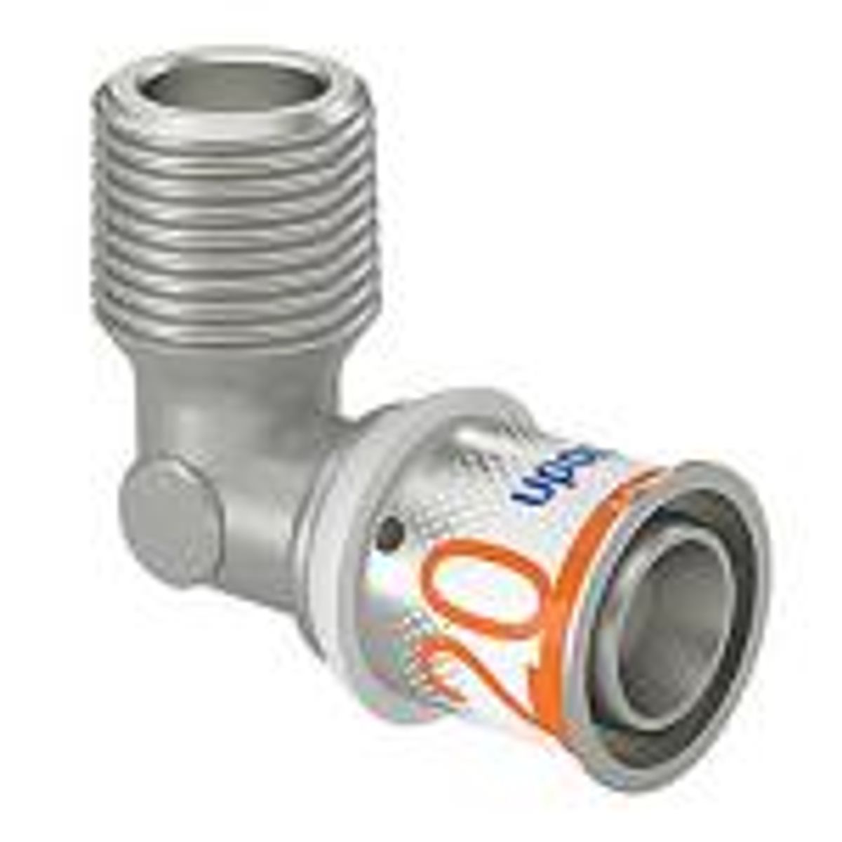 Uponor S-Press PLUS vinkel 90 ° med nippel 20 mm x 1/2''