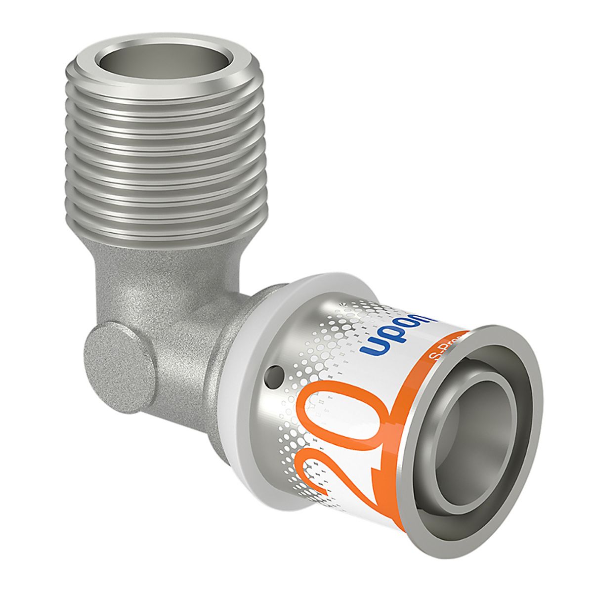 Uponor S-Press PLUS vinkel 90° med nippel 20 mm x 1/2''