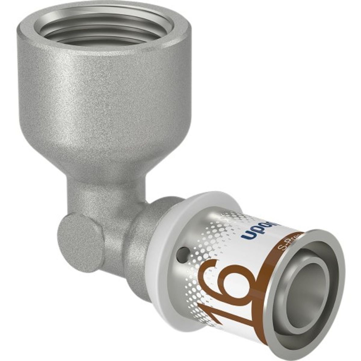 Uponor S-Press Plus vinkel med muffe, 16 mm x 1/2"