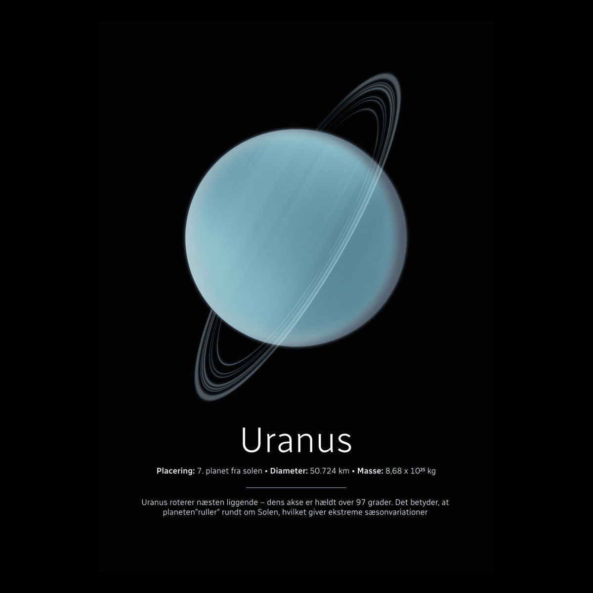 Uranus Plakat 70x100 cm (B1) / Hvid Egetræ