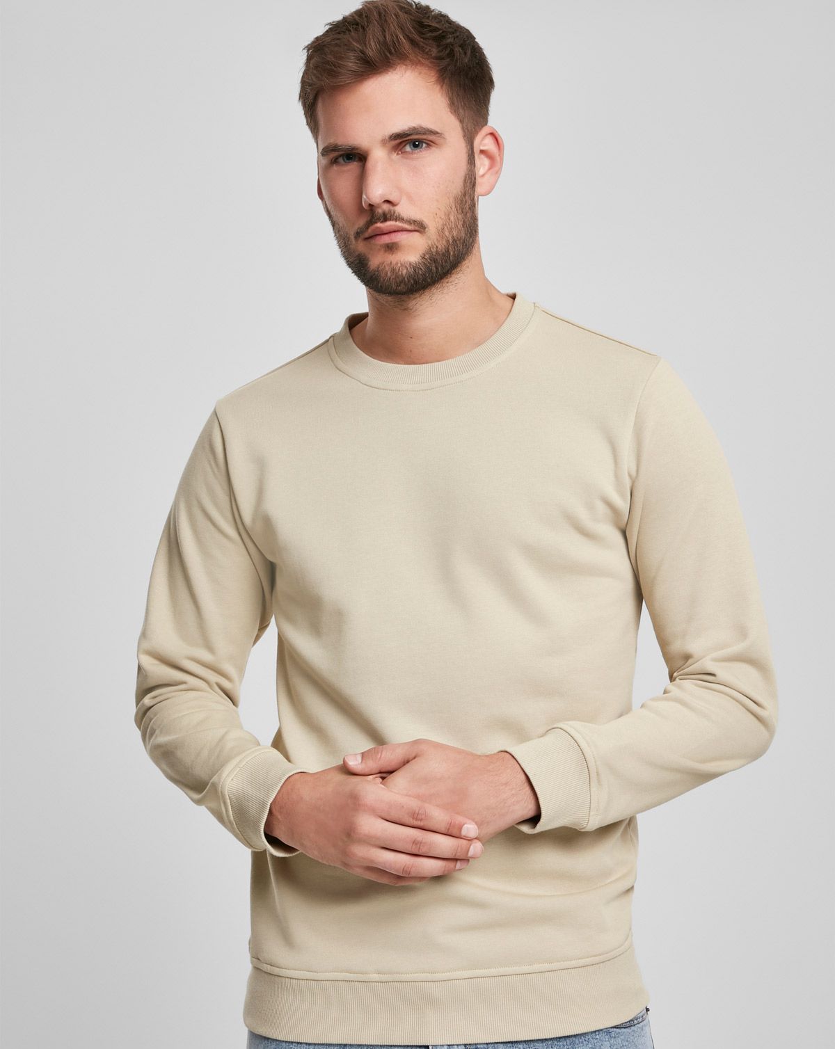 Urban Classics Basis Terry Crewneck med Rund Hals Grå