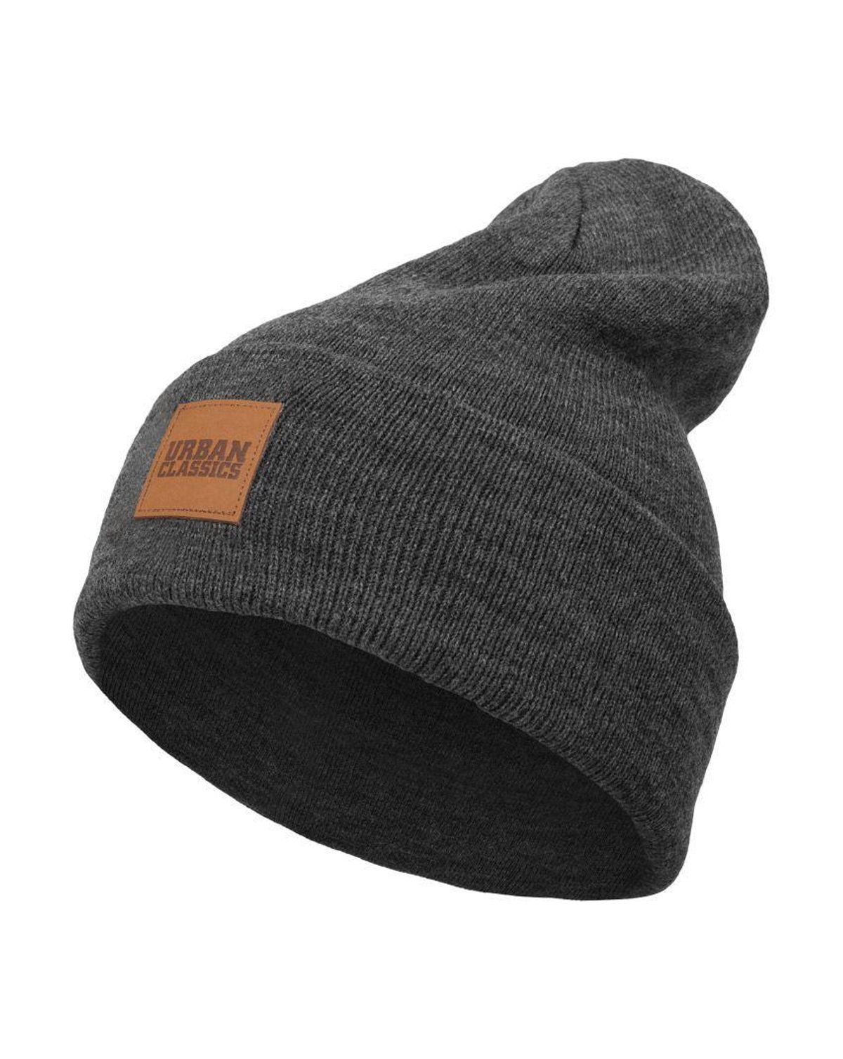 Urban Classics Beanie m. læder patch Koksgrå One Size