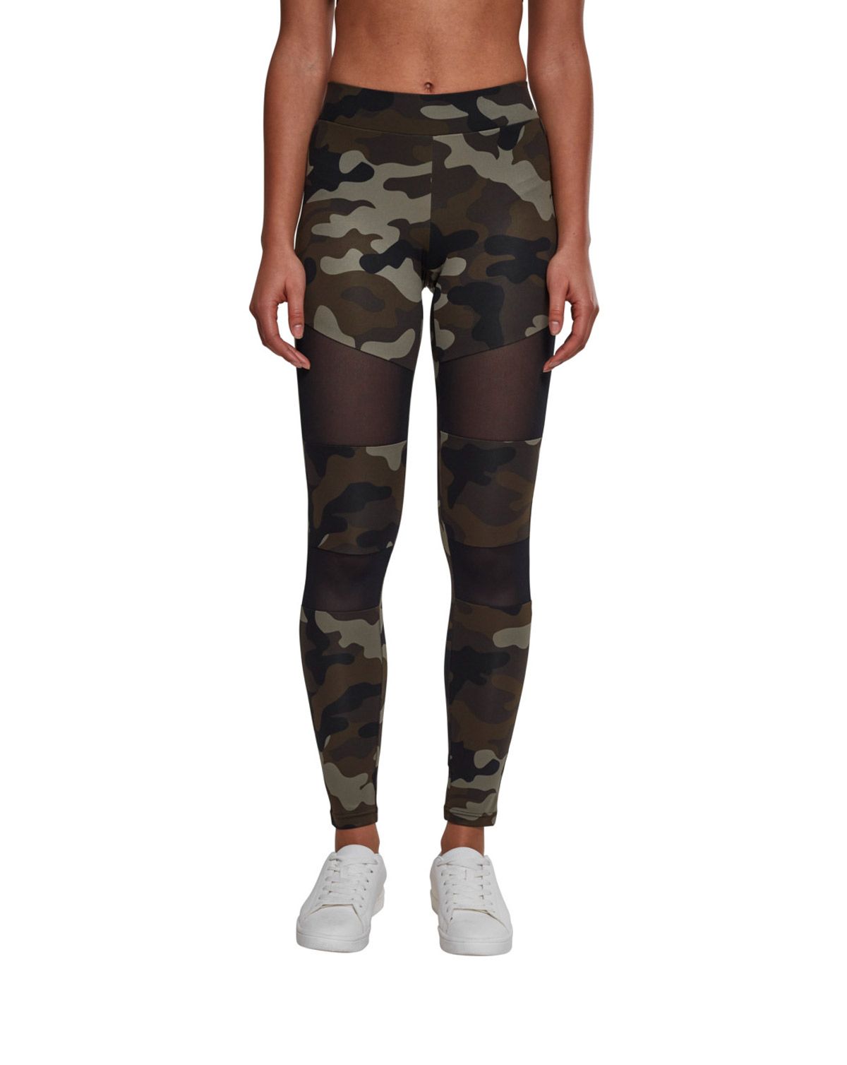 Urban Classics Camouflage Leggings m. Mesh Woodland / Sort