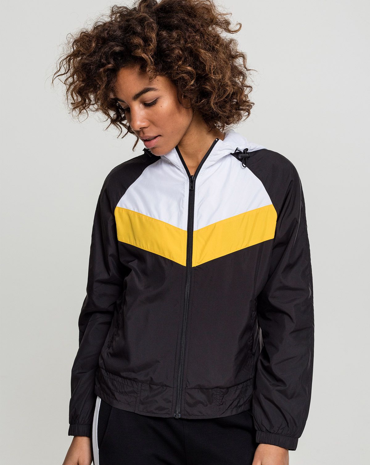 Urban Classics Dame 3-Tonet Windbreaker Sort / Hvid / Krom Gul