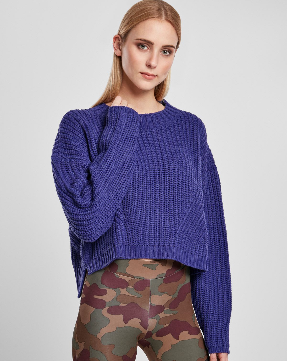 Urban Classics Dame Bred Oversize Sweater Blå Lilla