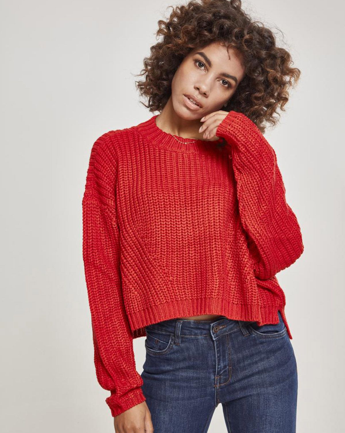 Urban Classics Dame Bred Oversize Sweater Fire red