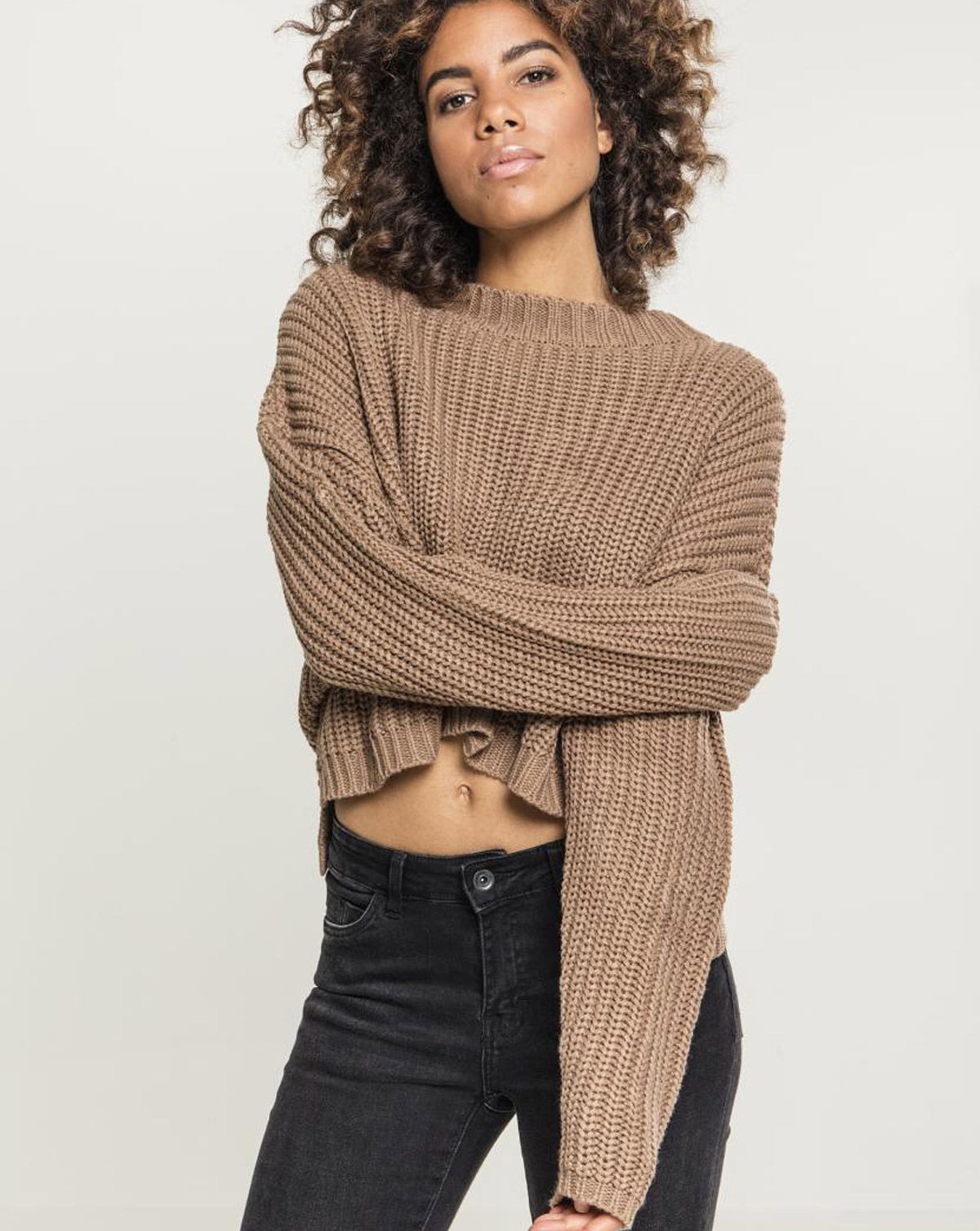 Urban Classics Dame Bred Oversize Sweater Taupe