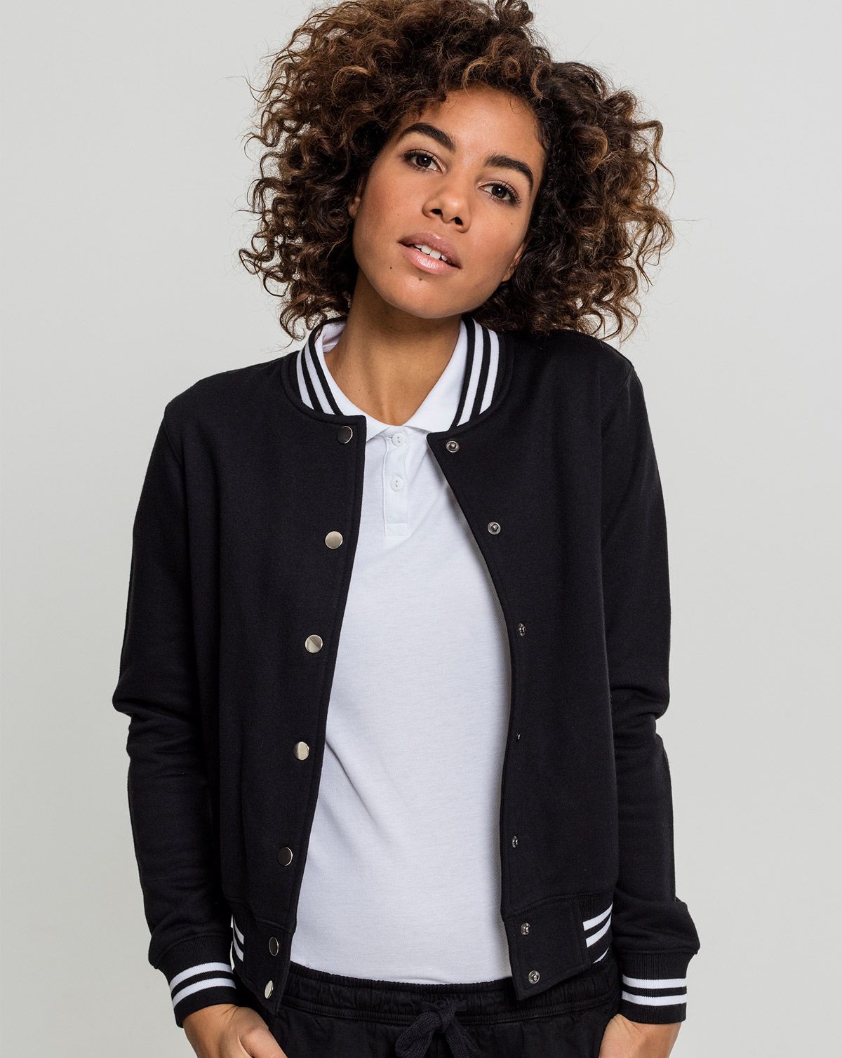 Urban Classics Dame College Sweat Jakke Sort / Sort