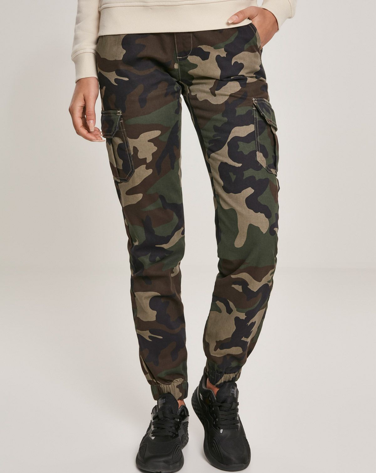 Urban Classics Dame High Waist Camo Cargobukser Woodland