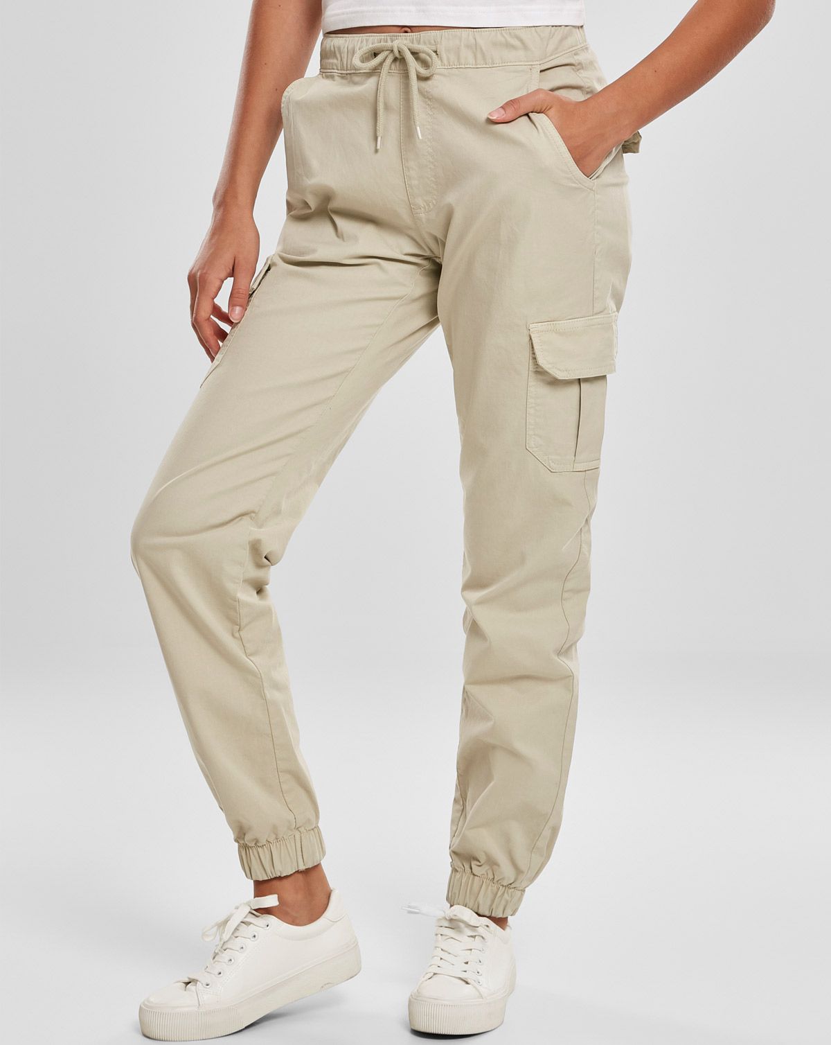 Urban Classics Dame High Waist Cargo Joggingbukser Concrete